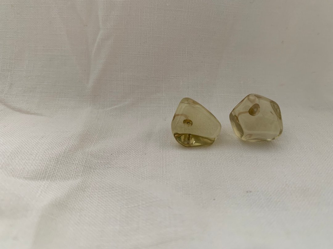 Lemon quartz jasper piercing - 耳环/耳夹 - 半宝石 黄色