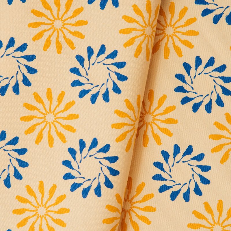 手印棉帆布(满花)-250g/y/乌秋圈圈/活跃蓝黄 - 编织/刺绣/羊毛毡/裁缝 - 棉．麻 多色