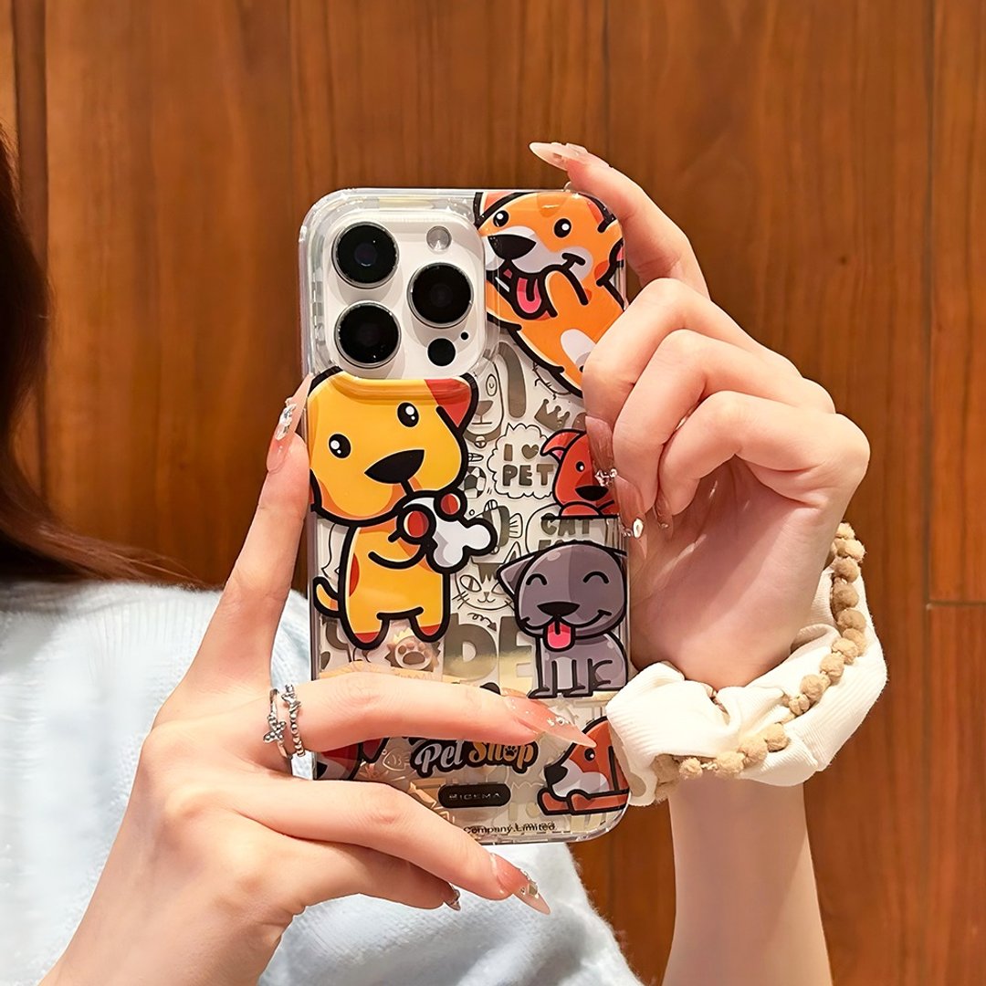 【防刮痕】光亮冰雪白镜面金iPhone 15 Pro/15 ProMax手机壳 - 手机壳/手机套 - 塑料 橘色