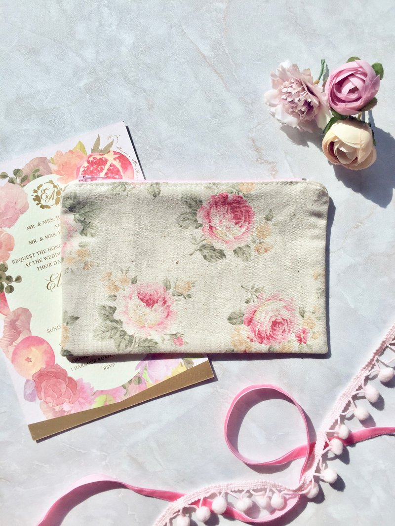 拉链收纳包 杂物包 化妆包 - 化妆包/杂物包 - 棉．麻 白色