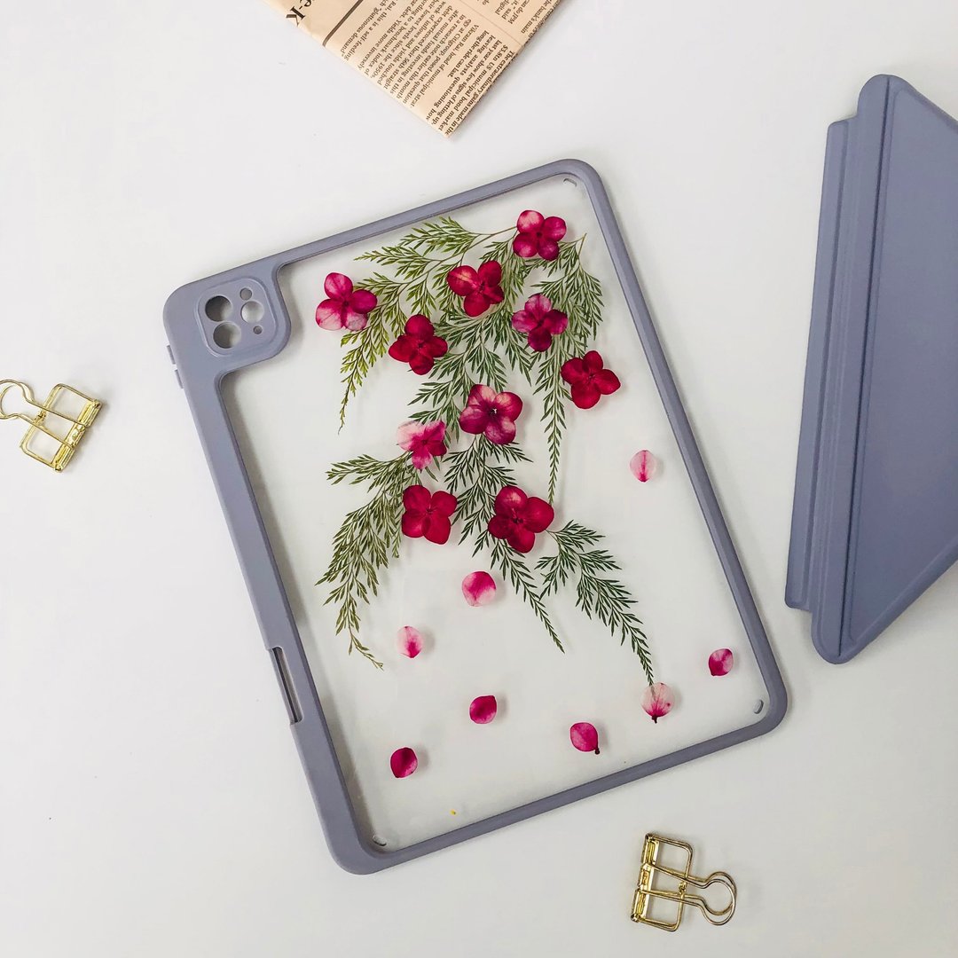 红花绿枝手作押花iPad壳 iPad Air 11寸13寸 iPad Pro11寸13寸 - 平板/电脑保护壳 - 植物．花 