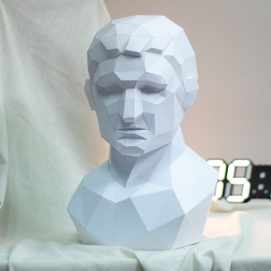DIY手作3D纸模型 石膏像雕塑系列 - 阿格里帕角面 (3色可选) - 摆饰 - 纸 白色