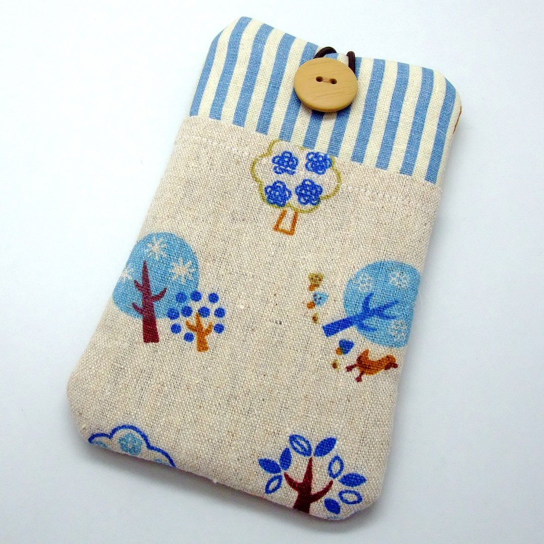 定制化电话包 手机袋 手机保护布套例如 iPhone  小树苗 (P-22) - 手机壳/手机套 - 棉 蓝色