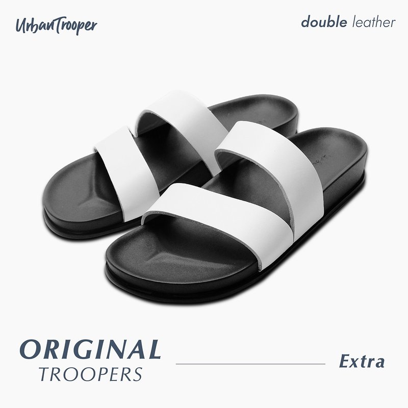 Urban Trooper, Original Troopers Leather, Color : Off white - 拖鞋 - 真皮 白色