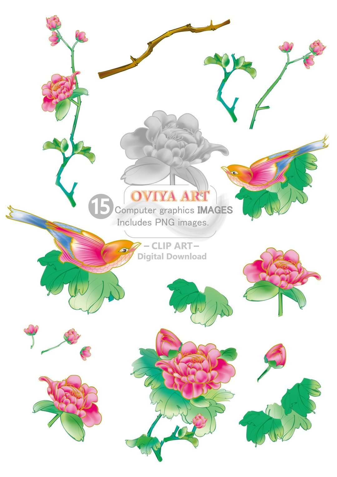 CLIP ART- 15 Images 花语鸟图档 - 其他 - 其他材质 多色