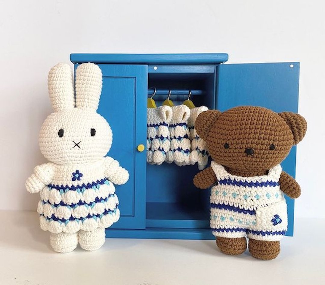 荷兰进口Miffy【青瓷蓝系列】Just Dutch授权正版手工钩针米非兔 - 玩具/玩偶 - 棉 蓝色