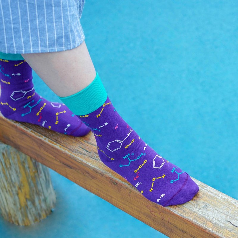 【女友礼物/包邮】化学公式4分之3女短袜│质感礼盒包装 - 袜子 - 棉．麻 紫色