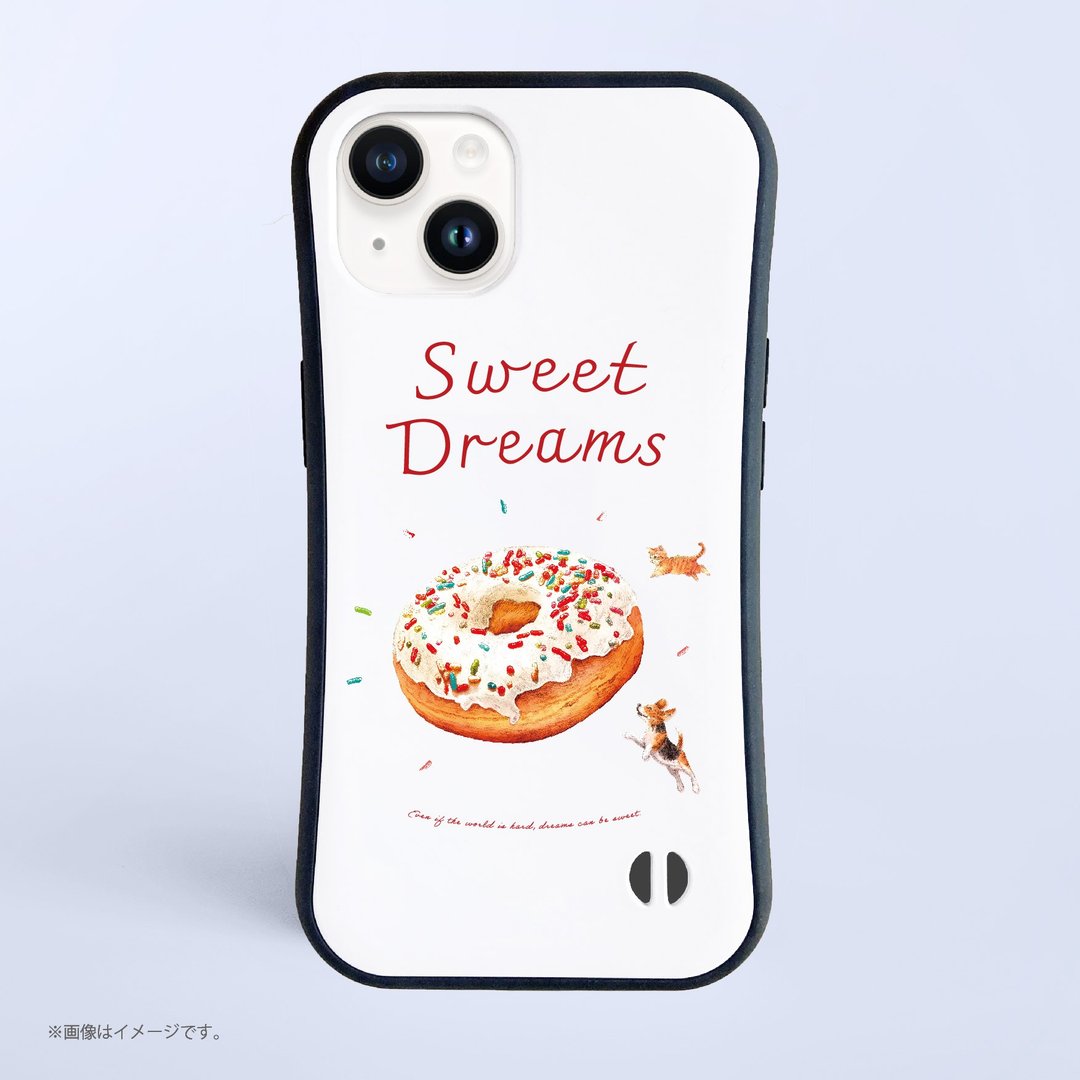 SWEET DREAMS — 狗狗&猫咪与甜甜圈 / 防撞握感 iPhone 保护壳 - 手机壳/手机套 - 塑料 白色