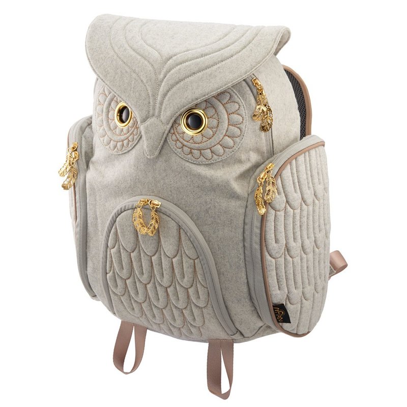 Morn Creations 经典猫头鹰后背包L号-浅灰 - 后背包/双肩包 - 其他材质 灰色