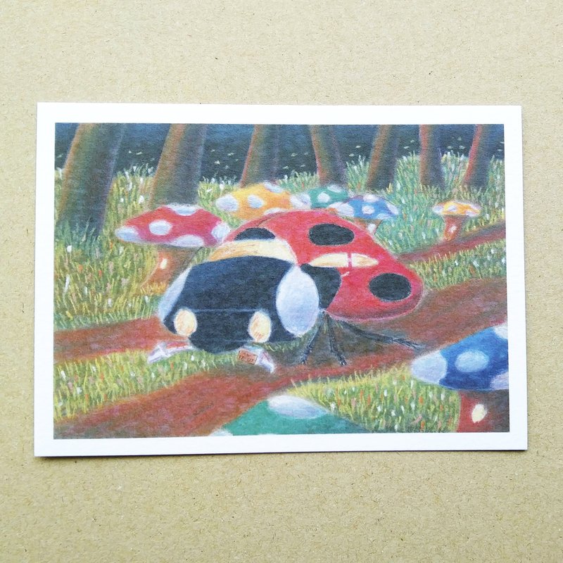 大瓢虫和蘑菇小小村 / 单张插画明信片 / B7尺寸 - 卡片/明信片 - 纸 多色