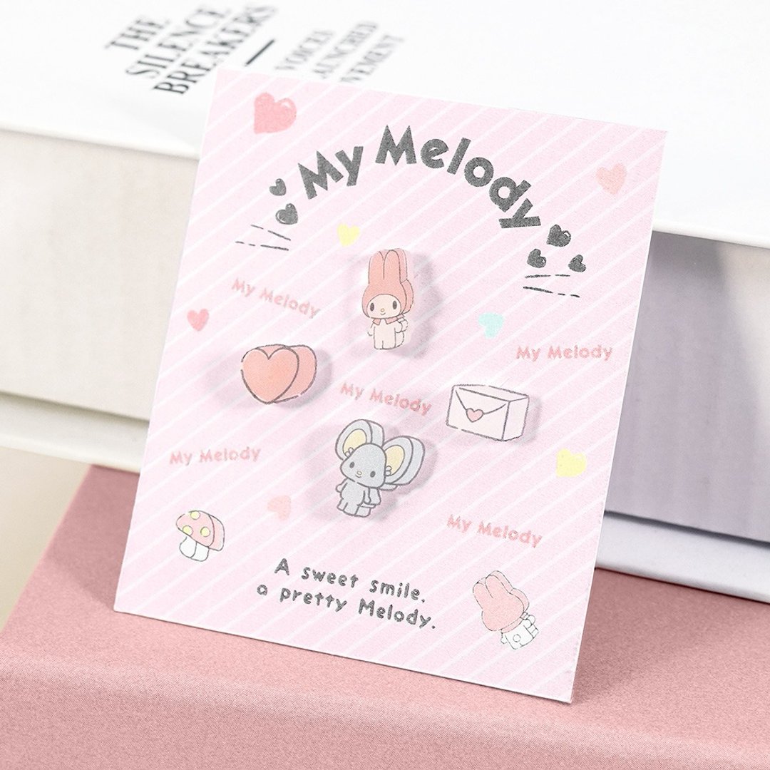 My melody系列-美乐蒂造型耳环组-积木款 - 耳环/耳夹 - 其他金属 多色