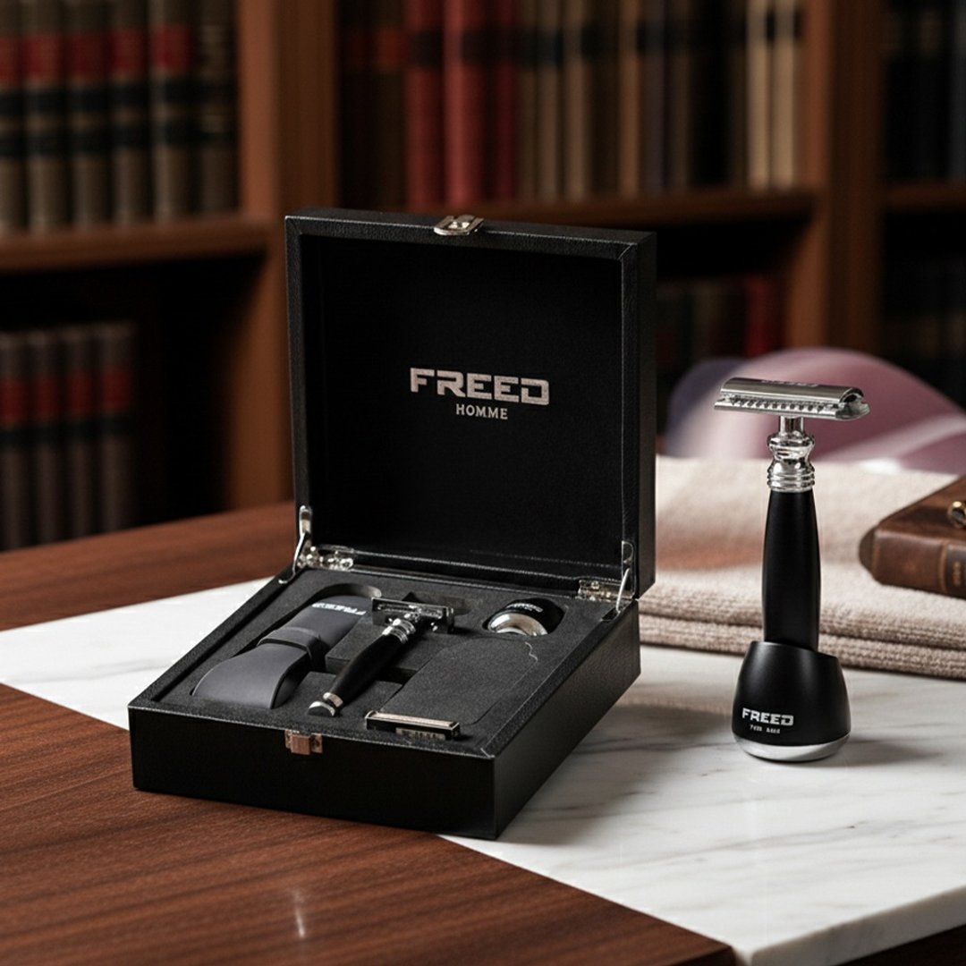 【FREED】双刃刮胡刀尊爵礼盒 极致黑 定制化刻字 交换礼物 - 男性清洁护肤品 - 其他金属 黑色