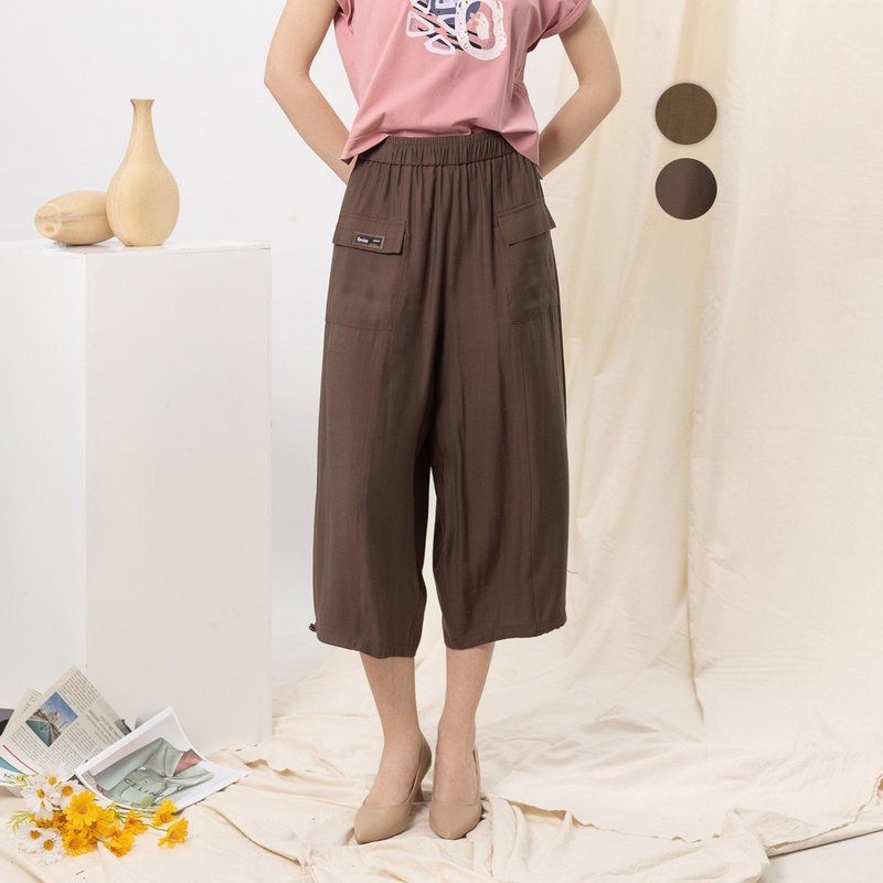 【MEDUSA】工装大口袋休闲抽绳宽裤 - 2色(M-XL) | 女休闲裤 - 女装长裤 - 其他人造纤维 咖啡色