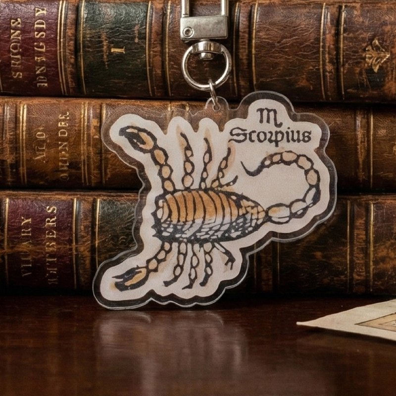 【天蝎座】手稿里的星座- 压克力吊饰 中世纪天文 复古 交换礼物 - 钥匙链/钥匙包 - 塑料 卡其色