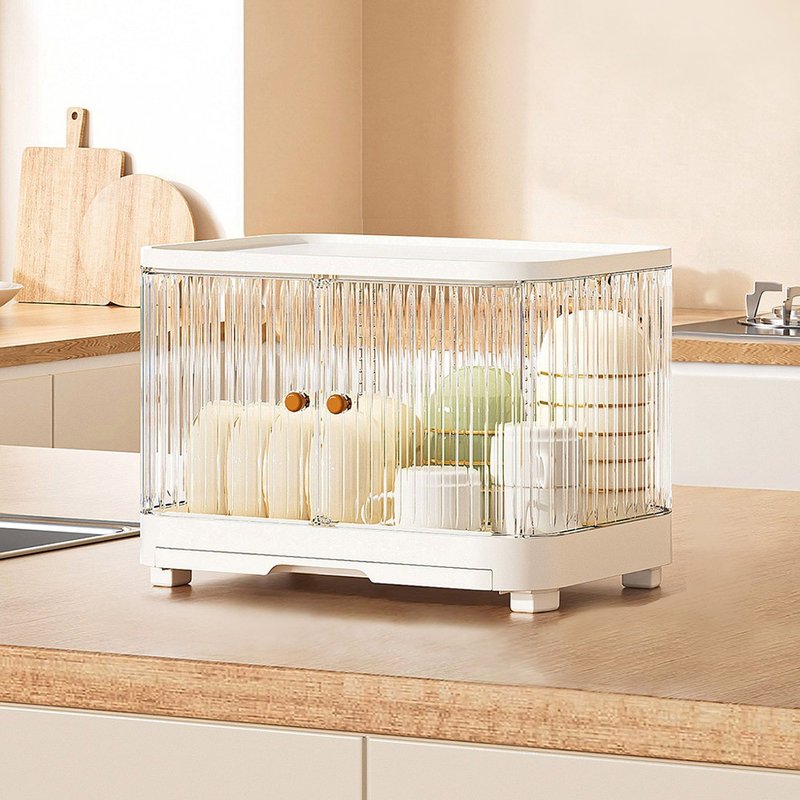 Yeya也雅 流光轻奢风双开门单层碗盘沥水收纳箱 - 收纳用品 - 塑料 