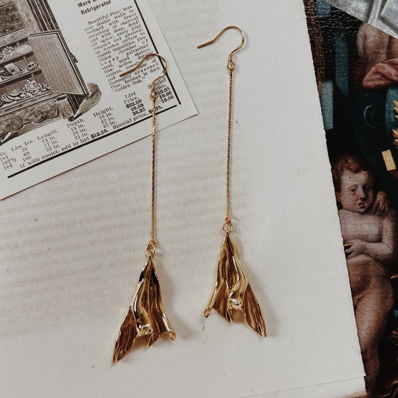 耳环 | Gilded Feather 鎏光羽影 - 耳环/耳夹 - 其他材质 金色