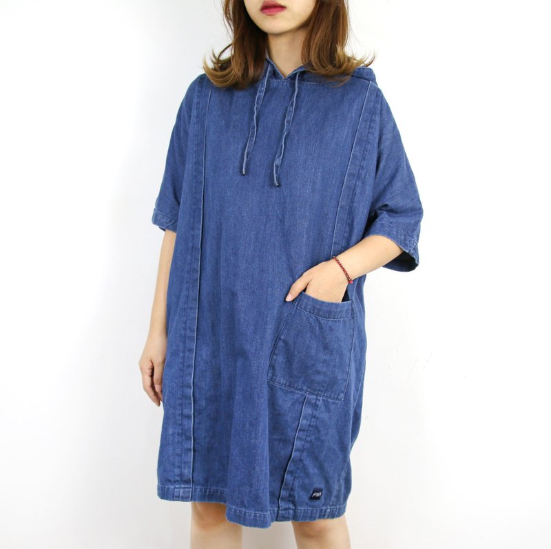 Back to Green-丹宁连身 Agnès b连帽丹宁 /vintage dress - 洋装/连衣裙 - 棉 