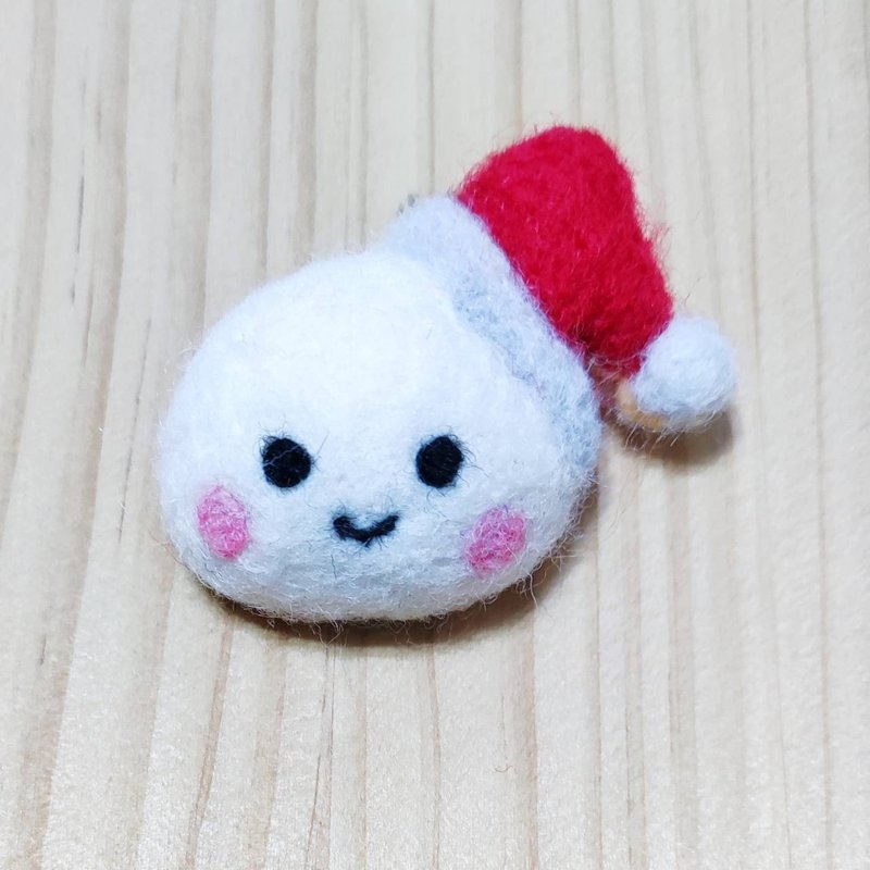 耶诞小雪人别针或磁铁 - 胸针 - 羊毛 白色