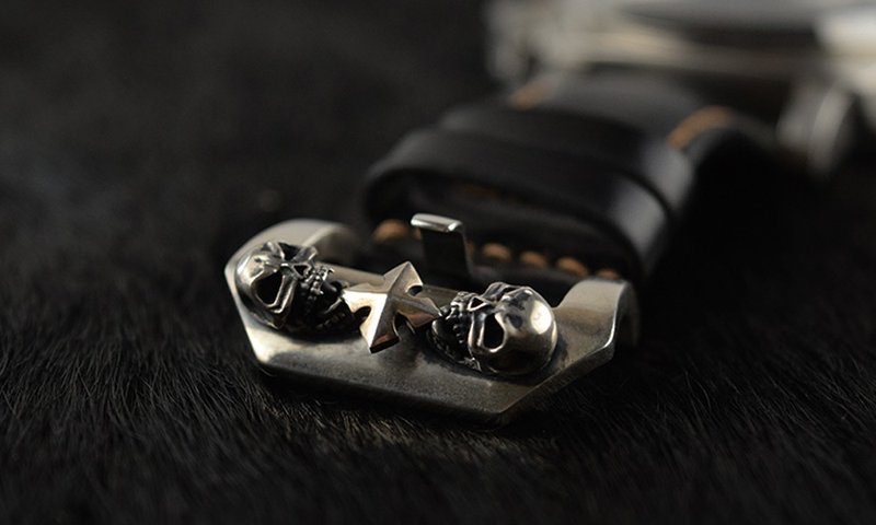 925纯银双骷髅十字表扣手工定制复古朋克风格粗狂    不含表带 - 其他 - 纯银 