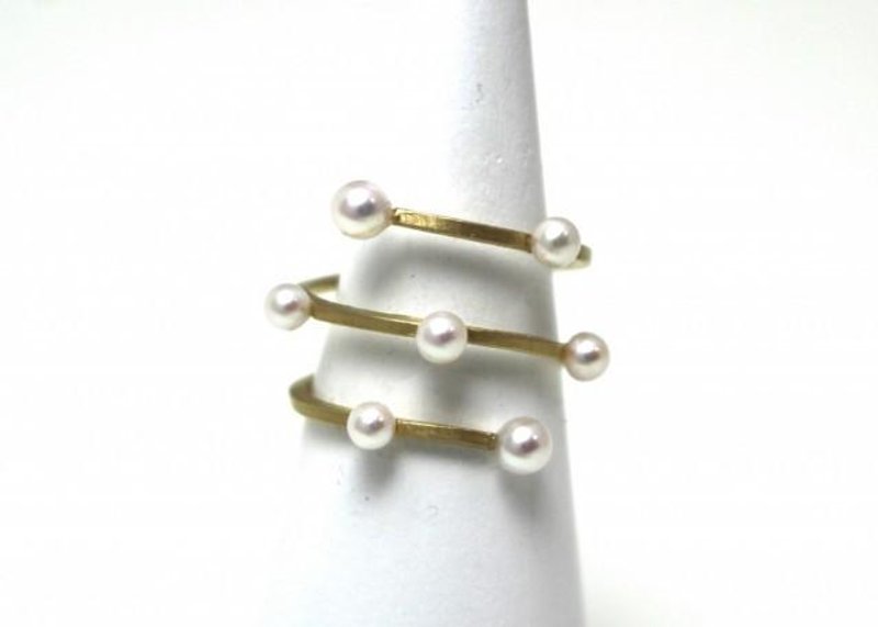 Akoya Pearl Round and Round Ring 2 - 戒指 - 宝石 金色