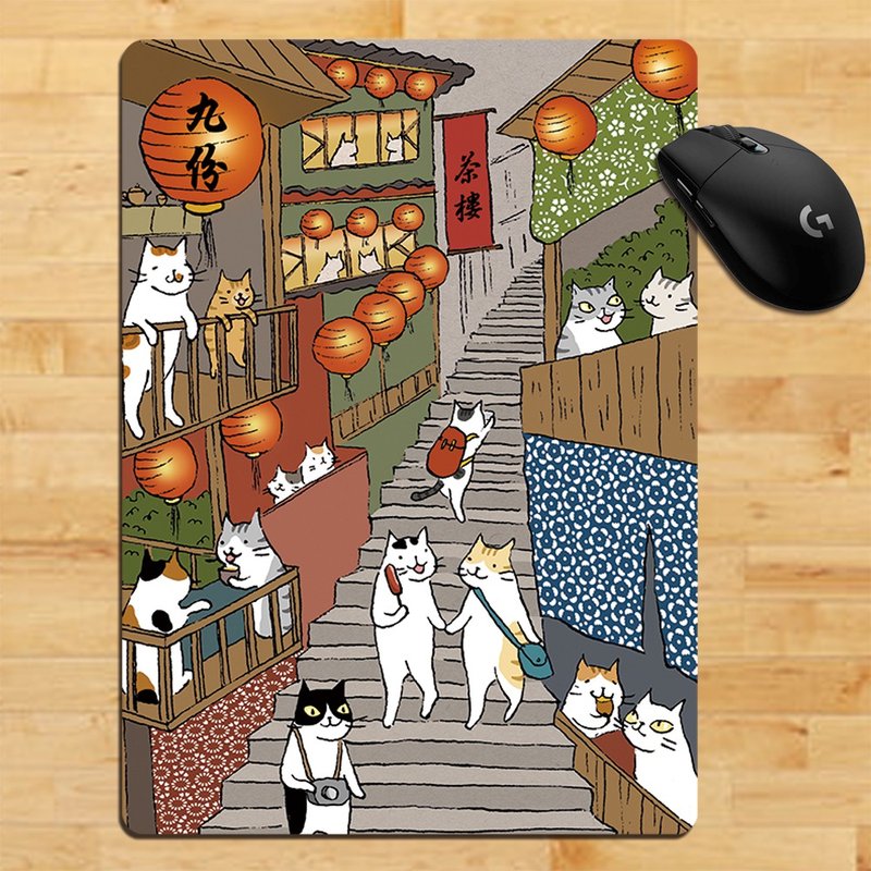 3猫小铺~九份山城鼠标垫(插画家:猫小姐) - 鼠标垫 - 聚酯纤维 多色