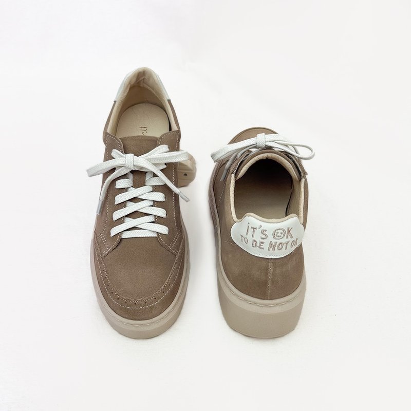 厚底加高! 365天舒适防水休闲鞋 棕 全真皮 MIT -焦糖云朵 - 雨鞋/雨靴 - 真皮 卡其色