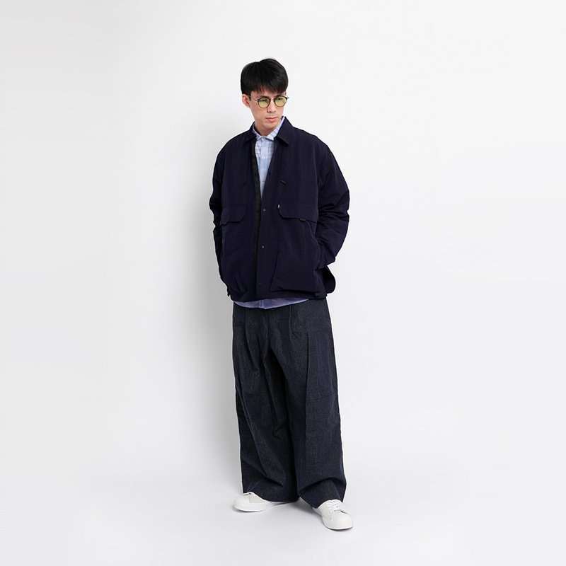 长/短款 廓形机能山地风衣夹克外套 藏青色 - 男装外套 - 尼龙 