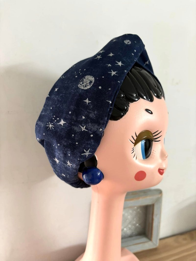 交叉发带宽版-星空 - 发带/发箍 - 棉．麻 蓝色