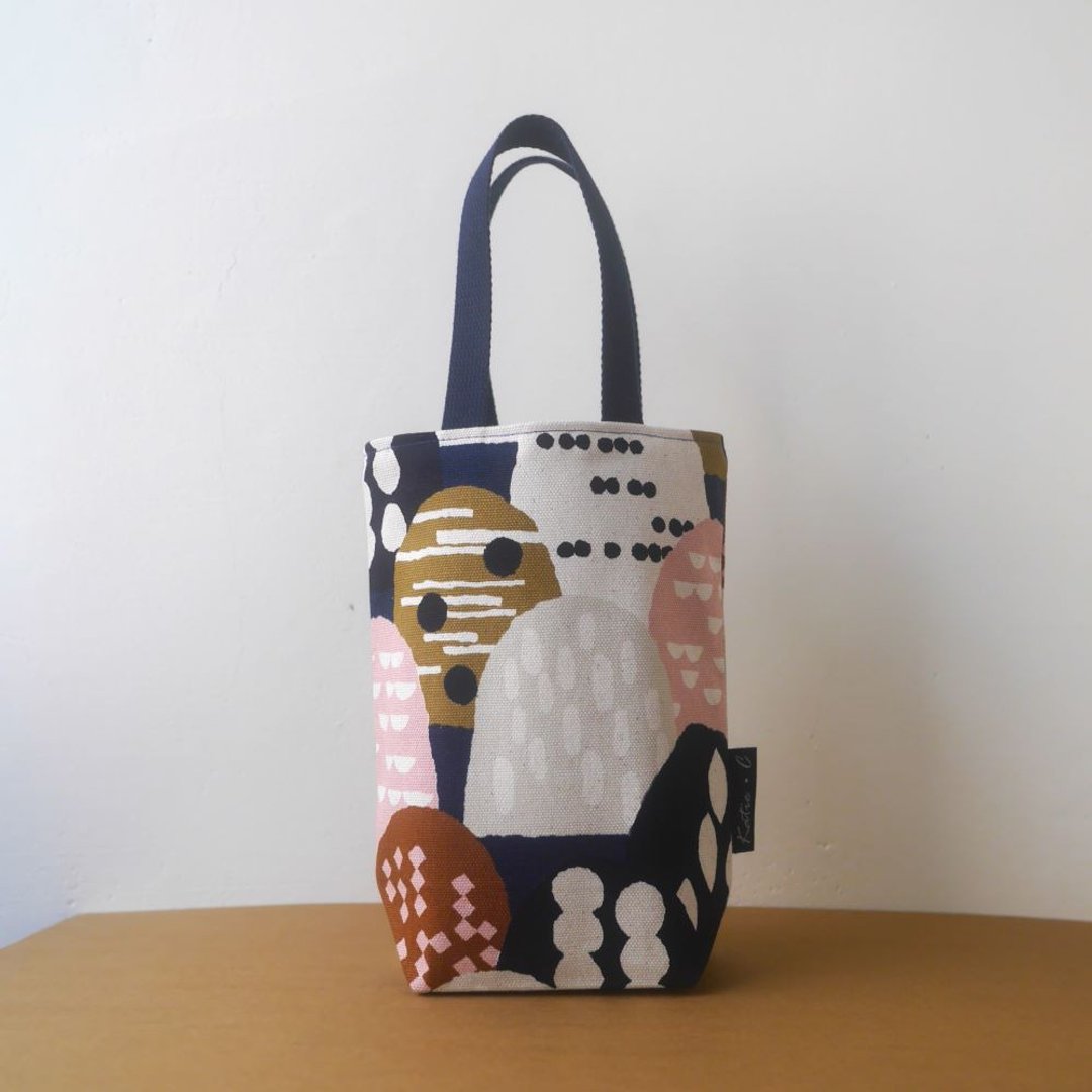 环保饮料提袋/早餐袋/小物袋/散步包=日本厚棉布=山丘=蓝(共2色) - 随行杯提袋/水壶袋 - 棉．麻 