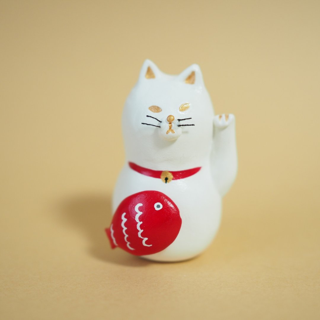 Beckoning cat - 玩偶/公仔 - 粘土 白色