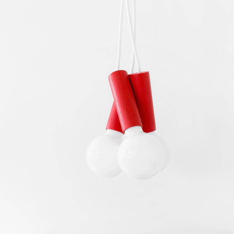 CHERRY Pendant Lamp | 木制磁性组合吊灯 | 红 - 灯具/灯饰 - 木头 红色