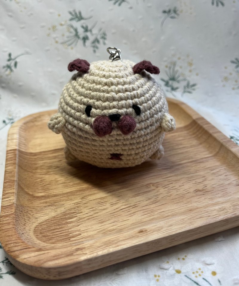 钩织巴波波狗匙扣 - 吊饰 - 棉．麻 卡其色