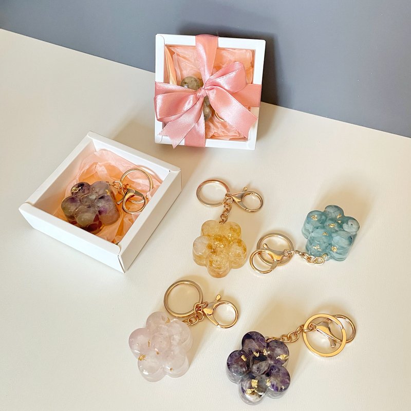 【手工制作】-天然能量水晶/小花钥匙圈 - 钥匙链/钥匙包 - 水晶 