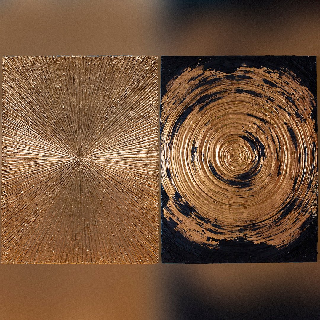 抽象艺术-丙烯画-原始绘画-圣诞节-新年-星光-金色光芒 - 海报/装饰画/版画 - 压克力 金色
