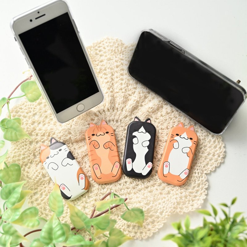 Koron支架[猫]智慧型手机支架直立式视频水平视频防摔 FG02K - 手机座/防尘塞 - 真皮 橘色