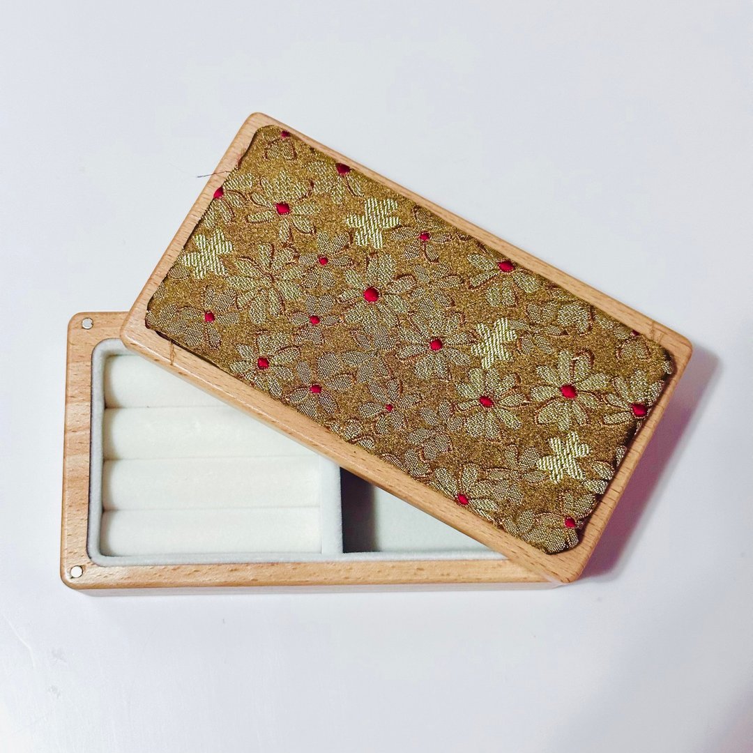 金花织锦缎实木首饰盒 - 其他 - 棉 金色
