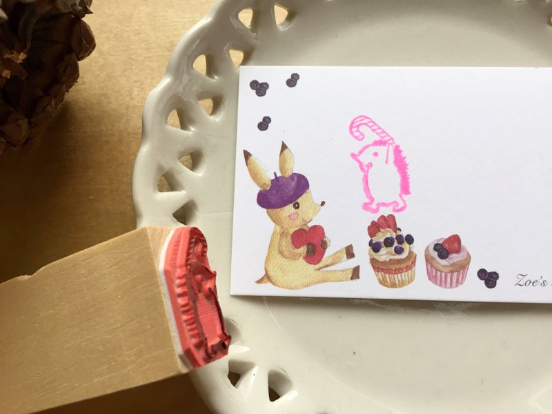 Zoe's Forest 圣诞拐杖糖刺猬印章 橡皮章 圣诞节交换礼物 - 印章/印台 - 木头 