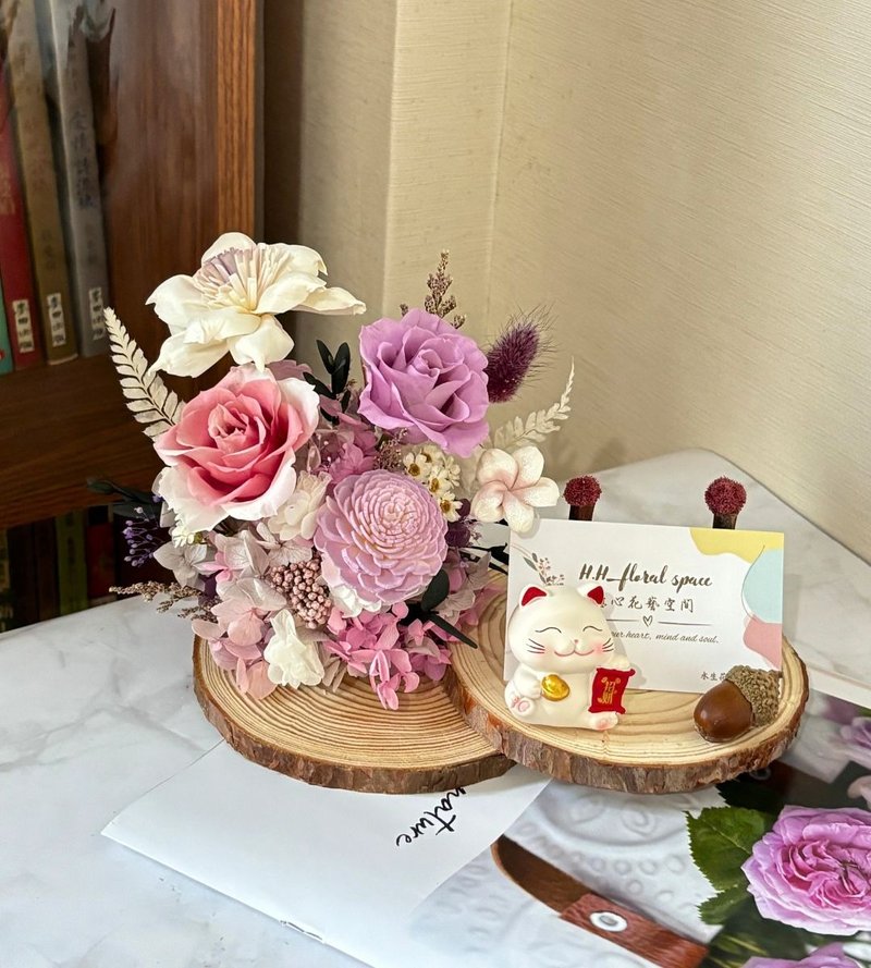 愈心花艺 | 紫语花境永生花名片座 开幕花礼/升迁花礼 - 干燥花/捧花 - 植物．花 