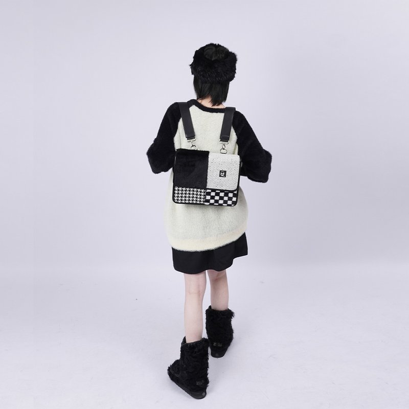 Rebirth野生设定Y2K单肩斜挎上课高级感辣妹撞色斜挎拼接双肩包 - 后背包/双肩包 - 其他材质 