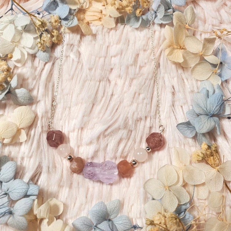 现货 狐仙 紫水晶 太阳石 草莓晶 粉晶【花狐】狐仙魅力项链 - 项链 - 水晶 紫色