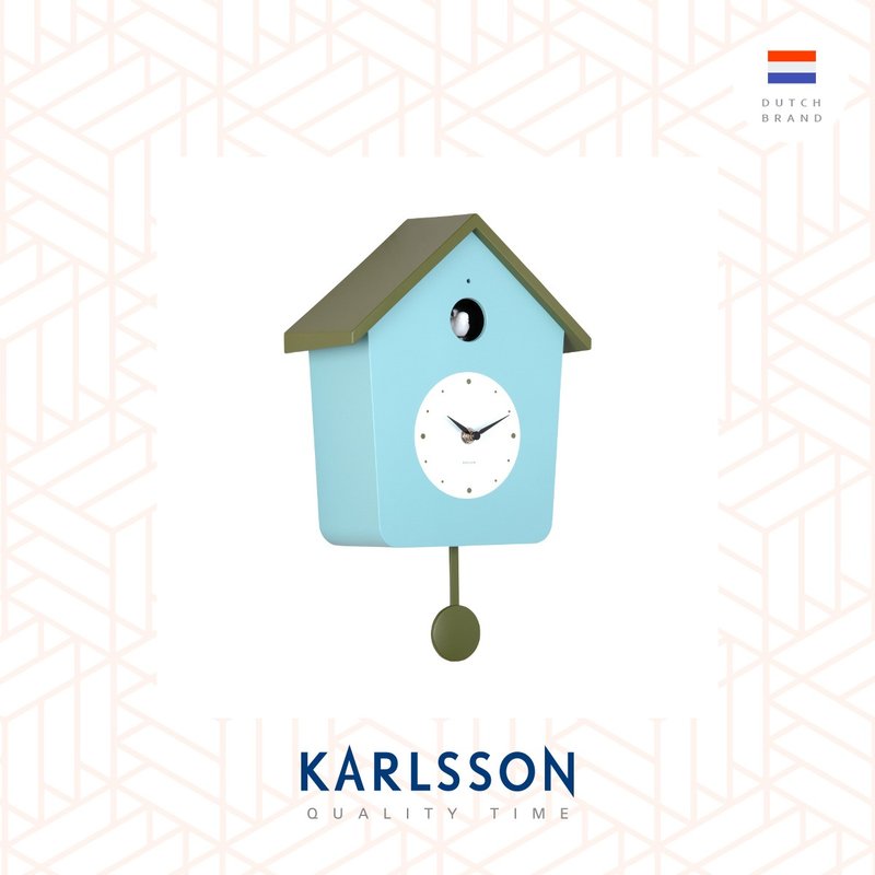 荷兰Karlsson, Cuckoo Light 蓝/绿色摇摆布谷鸟挂钟(整点报时) - 时钟/闹钟 - 塑料 蓝色