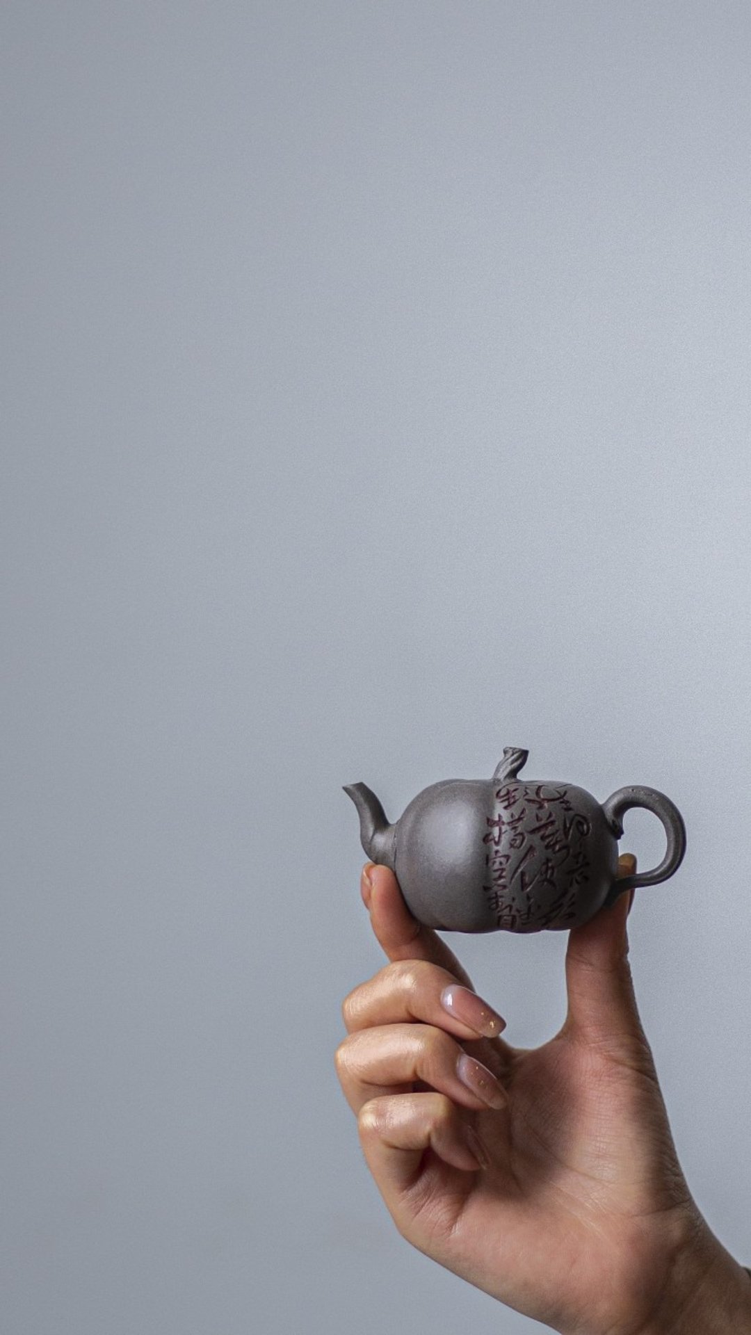 紫砂壶小南瓜 草书款 极品青灰料 全手工制作 65CC高端茶客必备 - 茶具/茶杯 - 陶 灰色