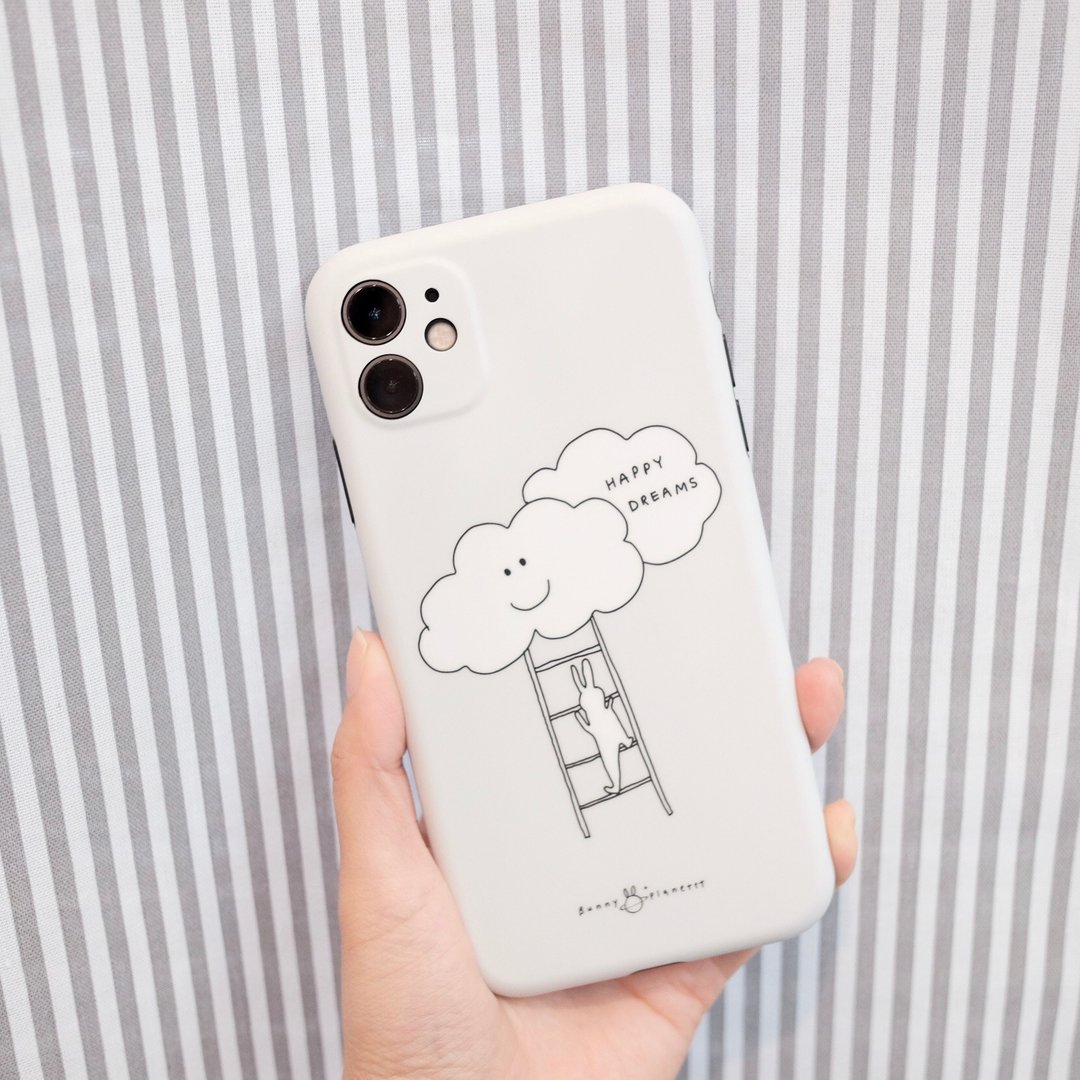 【安心出货】Happy Dreams iPhone手机壳 / 雾面全包黑边软壳 - 手机壳/手机套 - 塑料 灰色