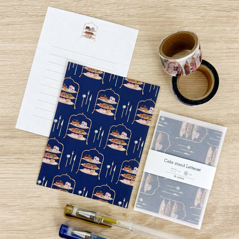 杯子蛋糕点心架 迷你信纸组 - 信封/信纸 - 纸 蓝色