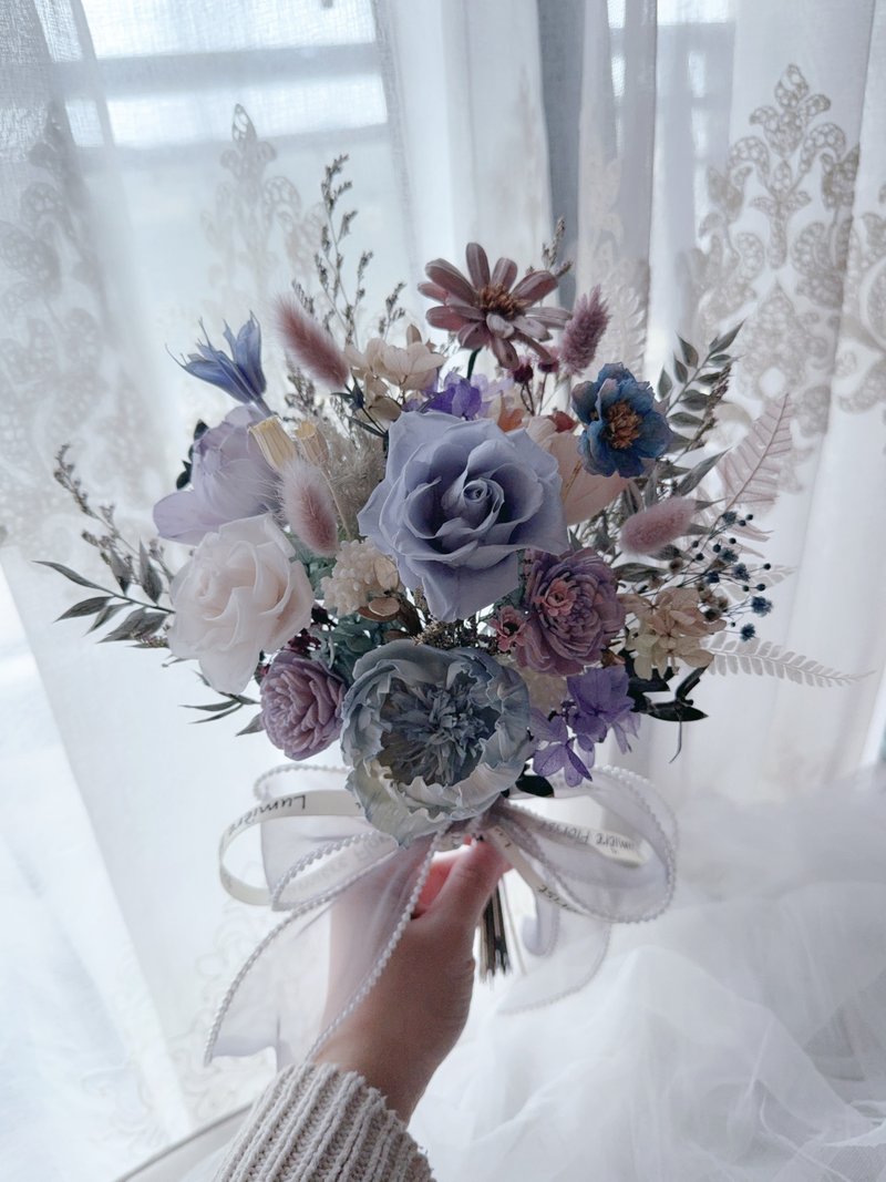 登记捧花 永生捧花 蓝色系捧花 莫兰迪色系花束 订制捧花 迷你捧 - 干燥花/捧花 - 植物．花 蓝色