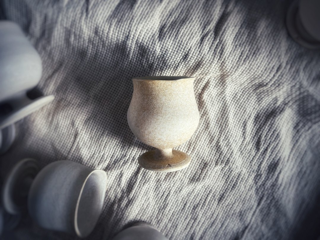 野兽高脚杯・茶杯・咖啡杯・酒杯 - 湖水心系列 No 1 - 茶具/茶杯 - 陶 白色