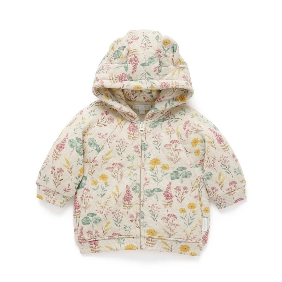 澳洲Purebaby有机棉女童连帽铺棉外套6M-5T 花卉 - 童装外套 - 棉 