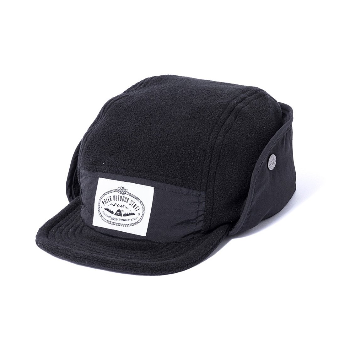 日本限定 POLER LIGHT FLEECE FLAP CAP 轻量刷毛拚色遮耳帽 / 黑 - 帽子 - 其他材质 黑色