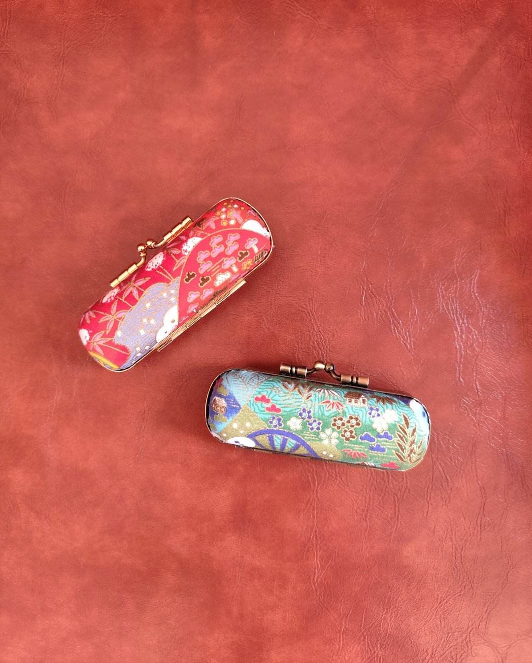口金印章盒/金线丝小山屋/蓝/红 - 收纳用品 - 棉 多色