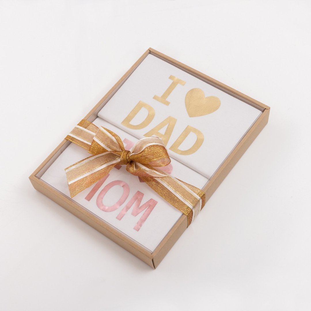 I Love DAD & MOM 限量礼盒 - 包屁衣/连体衣 - 棉 白色